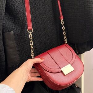 DONNA KARAN NY Red Leather Crossbody Bag